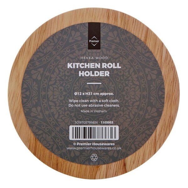 Dřevěný stojan na papírové utěrky v přírodní barvě ø 12 cm Soka – Premier Housewares
