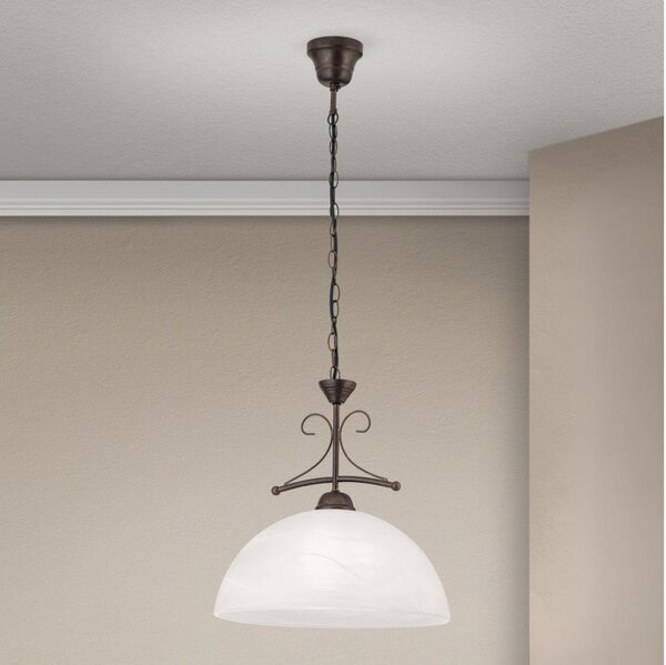 Orion - Lustr na řetězu RULA 1xE27/40W/230V pr. 35 cm bílá/bronz