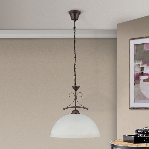 Orion - Lustr na řetězu RULA 1xE27/40W/230V pr. 35 cm bílá/bronz