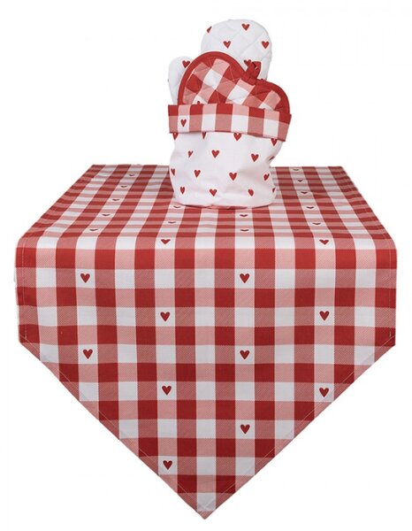 Červeno-bílý bavlněný košík na pečivo se srdíčky Love It – 15x16 cm