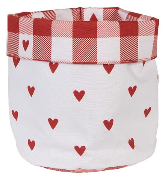 Červeno-bílý bavlněný košík na pečivo se srdíčky Love It – 15x16 cm