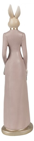Růžová figurka elegantní zaječice v dlouhých šatech – 28 cm