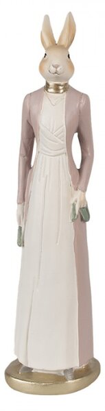 Růžová figurka elegantní zaječice v dlouhých šatech – 28 cm