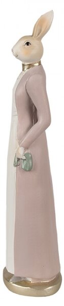Růžová figurka elegantní zaječice v dlouhých šatech – 28 cm