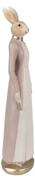 Růžová figurka elegantní zaječice v dlouhých šatech – 28 cm