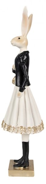 Černo-zlatá figurka elegantní zaječice v saku se zlatou kabelkou – 32 cm