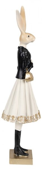 Černo-zlatá figurka elegantní zaječice v saku se zlatou kabelkou – 32 cm