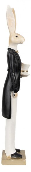 Zlato-bílá figurka elegantní zajíc ve smokingu s cylindrem – 32 cm