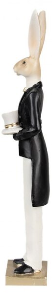 Zlato-bílá figurka elegantní zajíc ve smokingu s cylindrem – 32 cm