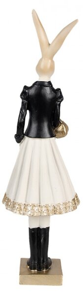 Černo-zlatá figurka elegantní zaječice v saku se zlatou kabelkou – 32 cm