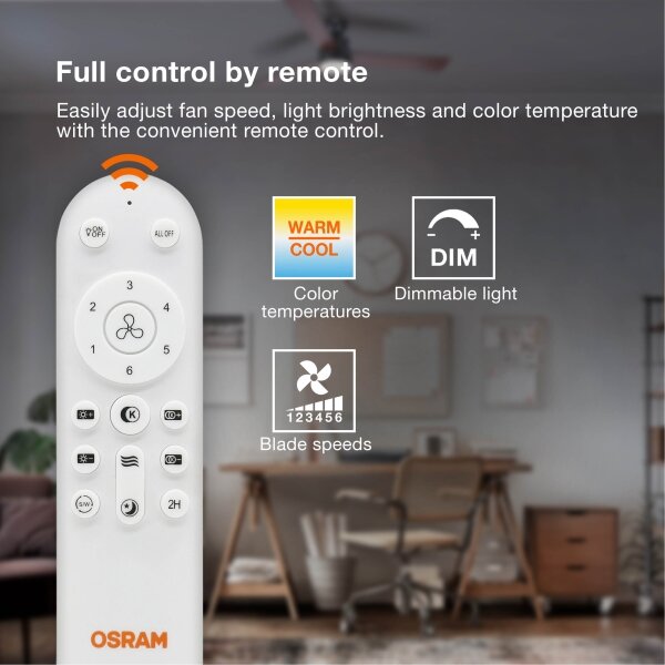Osram - LED Stmív. stropní ventilátor FOHN LED/18W/230V 3000/4000/6500K + DO