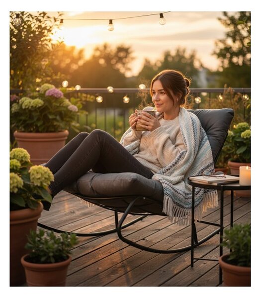 Garden Mattera G1147 Comfort – šedé houpací kreslo s měkkým polštářem