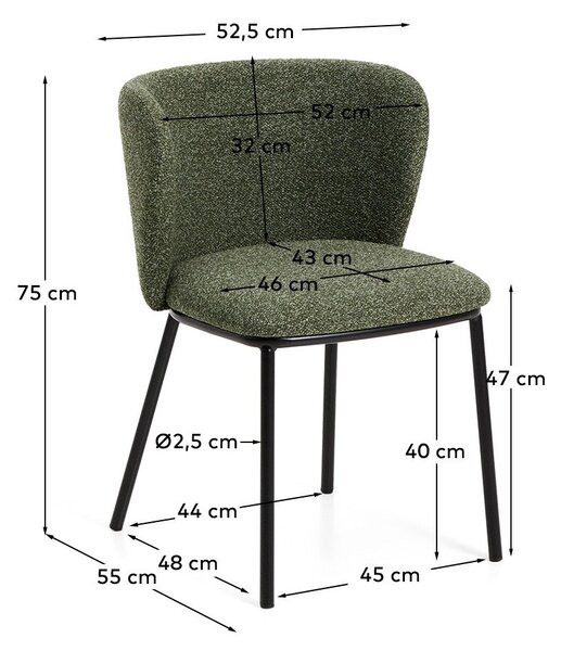 Zelené čalouněné jídelní křeslo Ciselia – Kave Home