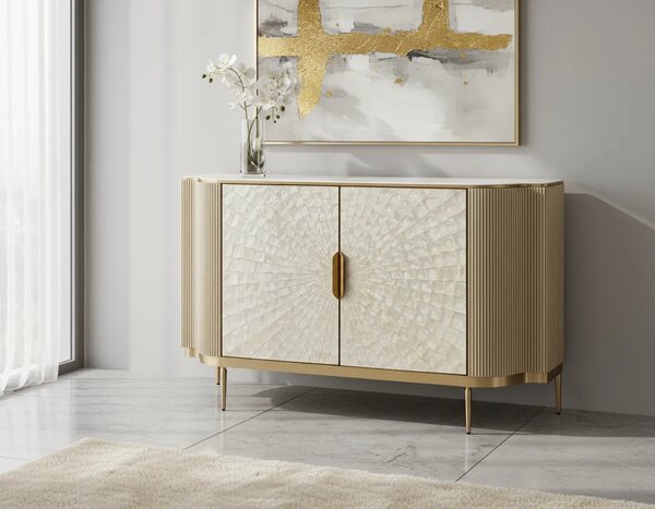 LivinHill Komoda Stilig 150 cm slonovinová/zlatá