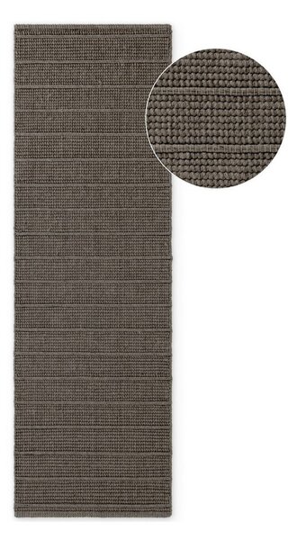 Tmavě šedý/tmavě hnědý ručně tkaný vlněný běhoun 80x250 cm Camden Parker – Ted Baker