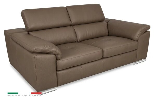 Moderní kožená pohovka LOREN II (2P), sv. hnědá (romana - 2029 nut brown)