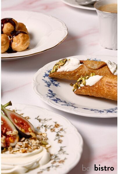 Bílý/modrý dezertní porcelánový talíř ø 16 cm Retro – BonBistro
