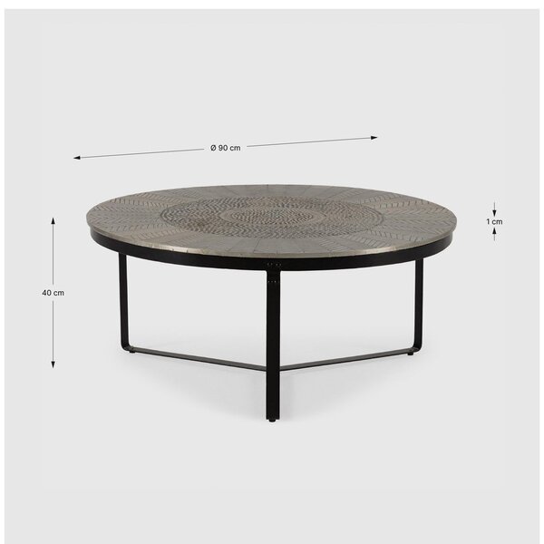 Černý/šedý matný kulatý konferenční stolek ø 90 cm Clarisa – MOME