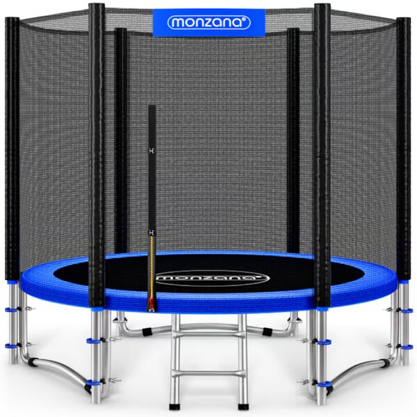 Trampolína s bezpečnostní sítí JUMP, Ø244cm, černá/modrá Monzana