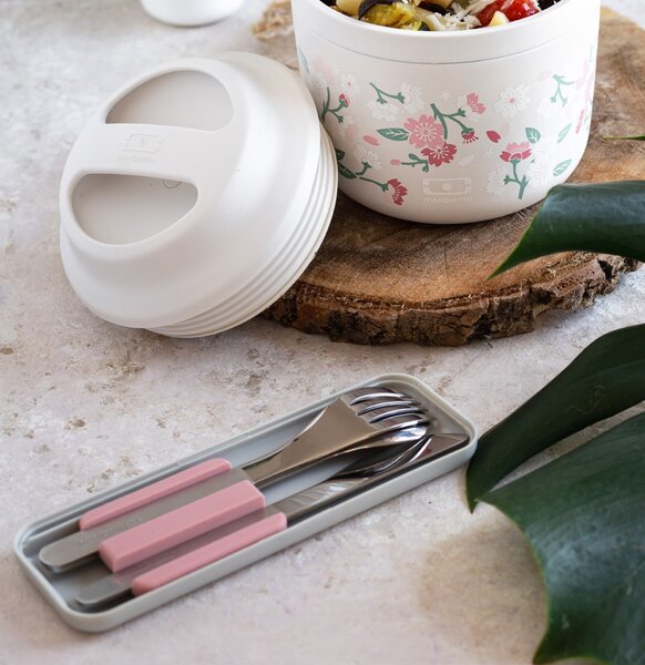 Nerezová sada příborů Monbento Slim Box Pink Moka