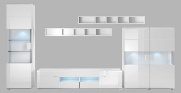Obývací stěna Tamie Typ 10 (bílá + lesk bílý).. Vlastní profesionální přeprava až k Vám domů 1030539