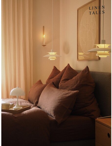 Tmavě hnědé lněné povlečení na jednolůžko 140x200 cm Chocolate – Linen Tales