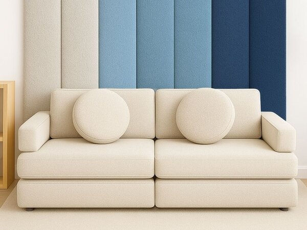 Rovný čalouněný panel na zeď BOUCLÉ - Světle šedá, 20x70 cm, Uchycení na zeď: Bez uchycení (možnost použití lepidla)