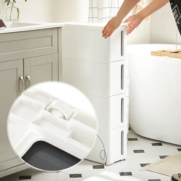 SONGMICS Pojízdný úzký regál 4 zásuvky 17 x 84 cm bílá šedá