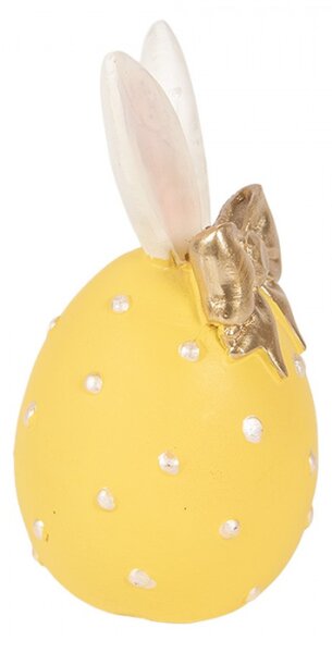 Žluté velikonoční vajíčko s kamínky a králičíma ušima – 6x12 cm