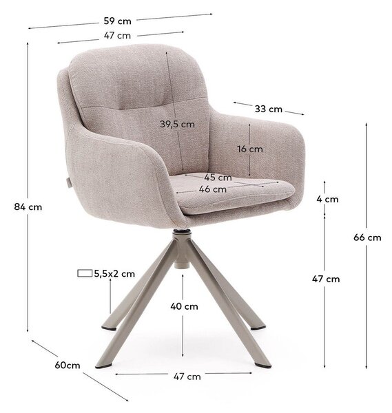 Béžové čalouněné jídelní křeslo s područkami Lexa – Kave Home