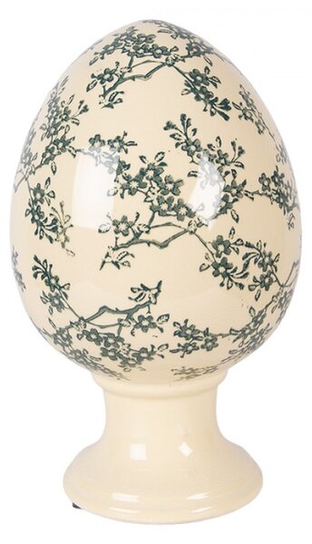 Keramické vejce na podstavci se zeleným květinovým motivem Emerald Bloom XL – 17x28 cm
