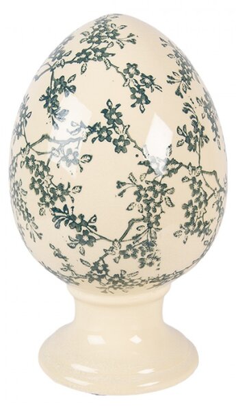 Keramické vejce na podstavci se zeleným květinovým motivem Emerald Bloom L – 15x24 cm
