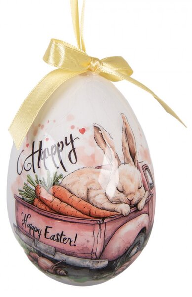 Sada 6 závěsných velikonočních vajíček s veselým motivem Happy Easter – 7x10 cm