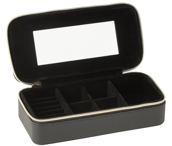 Černá koženková šperkovnice J-line Jewly 24 x 11,5 cm
