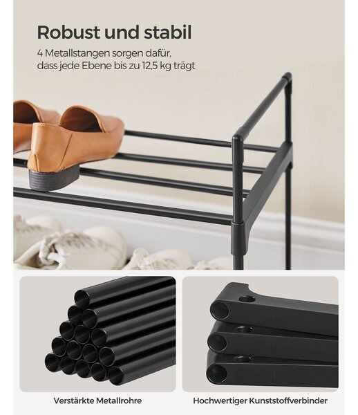 SONGMICS Skládací botník 3 police 116 x 55 x 30 cm černá
