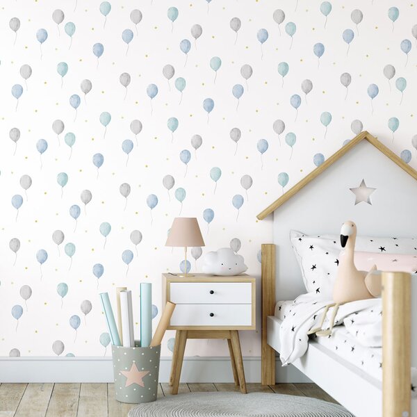 Dětská vliesová tapeta s balonky a hvězdičkami, 970-2, Mika, ICH Wallcoverings