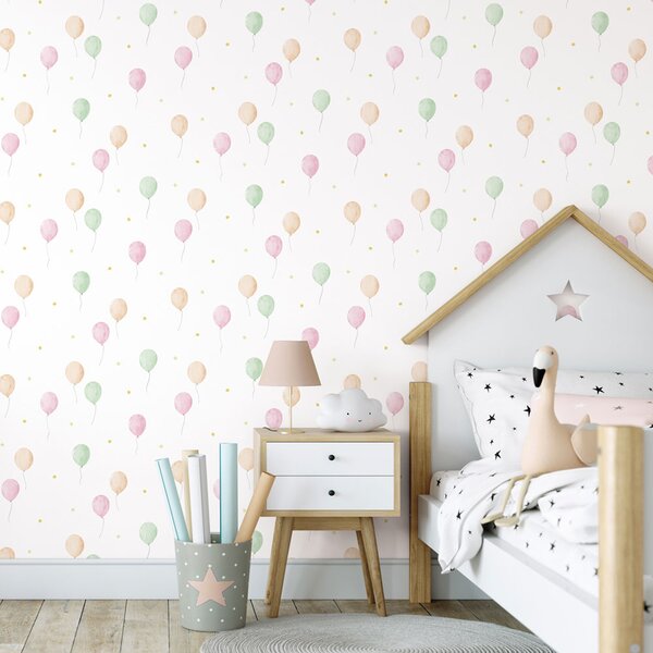 Dětská vliesová tapeta s balonky a hvězdičkami, 970-1, Mika, ICH Wallcoverings