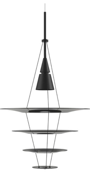 Závěsná svítidlo Louis Poulsen, Enigma, stmívatelné, Černá, Obývací pokoj, Kov, Design