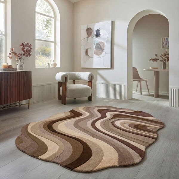 Hnědý/béžový ručně tkaný vlněný koberec 160x230 cm Envy Wool – Flair Rugs