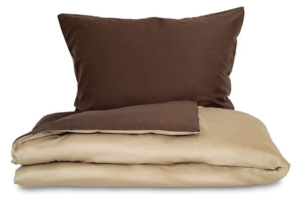 Kvalitex Saténové povlečení LUXURY COLLECTION tmavě hnědé / béžové 1x 140/200, 1x 70/90cm