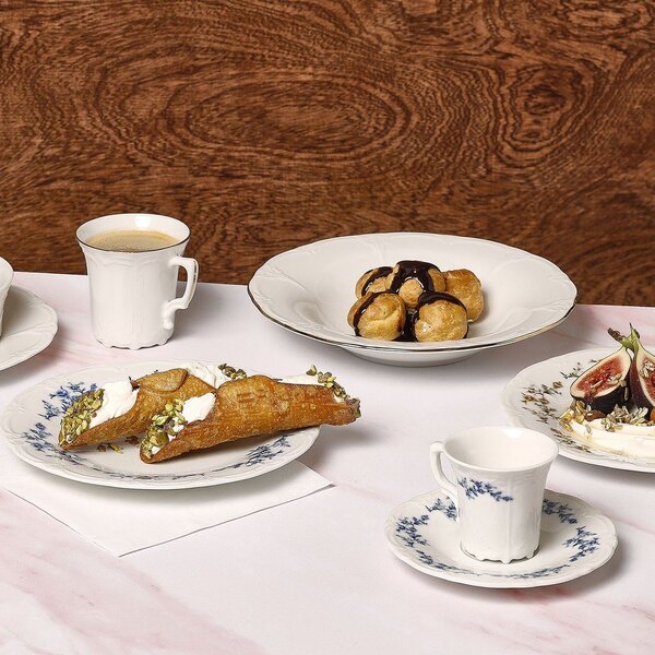Bílý/modrý porcelánový šálek na cappuccino 200 ml Retro – BonBistro