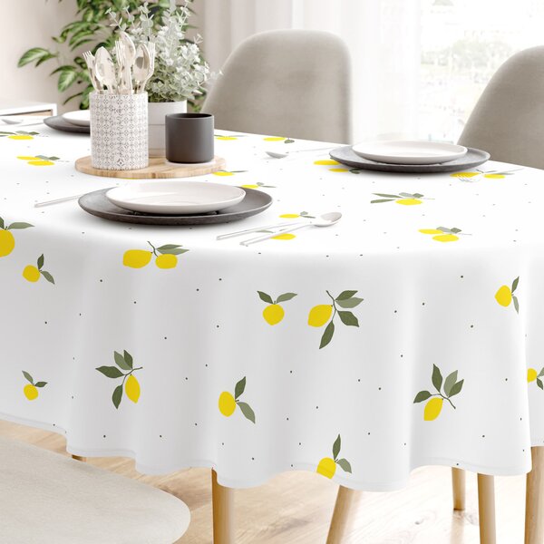 Goldea oválný ubrus 100% bavlněné plátno - citrony 120 x 160 cm