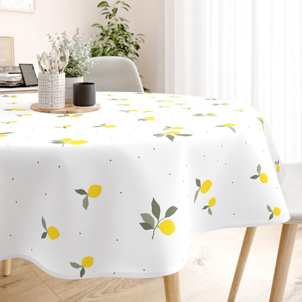 Goldea kulatý ubrus 100% bavlněné plátno - citrony Ø 140 cm