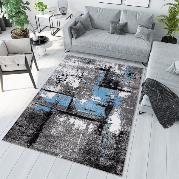 Makro Abra Kusový koberec moderní MAYA Q541B šedý modrý bílý Rozměr: 80x150 cm