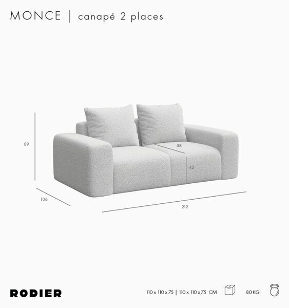 -25 % Dny MOMENTI– Rodier Světle béžová čalouněná dvoumístná pohovka Monce 212 cm