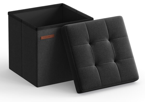 SONGMICS Skládací úložná stolička 30 x 30 x 30 cm nosnost 130 kg černá