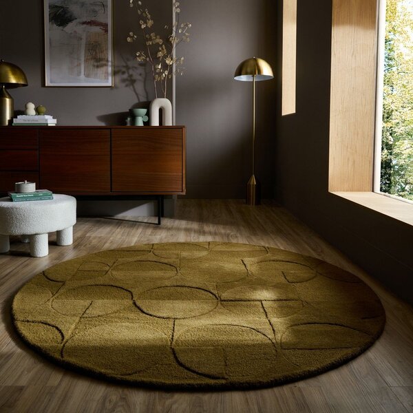 Tmavě zelený ručně tkaný vlněný kulatý koberec ø 160 cm Gigi – Flair Rugs