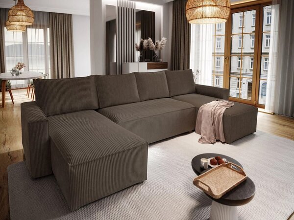 Tmavě hnědá sedací souprava do U SMART COSARO 295x140 cm