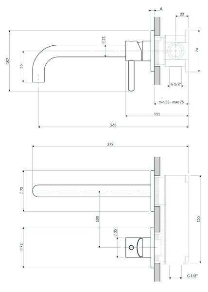 Omnires Y umyvadlová baterie pod omítku nikl Y1215HLRONI