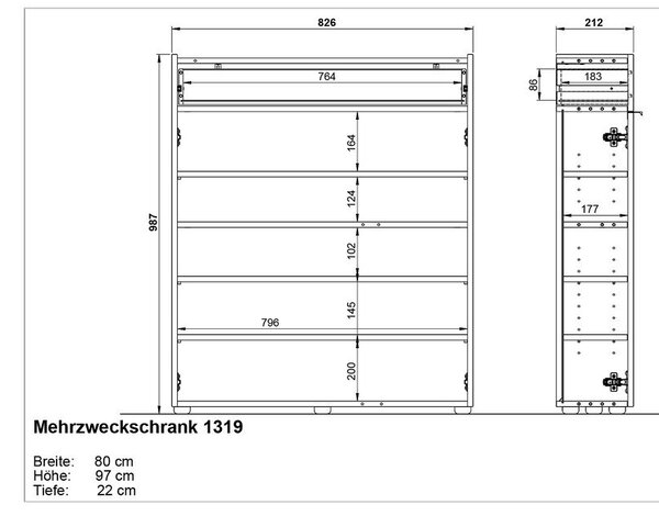 Krémová matná skříňka 83x99x22 cm Ameca – Germania